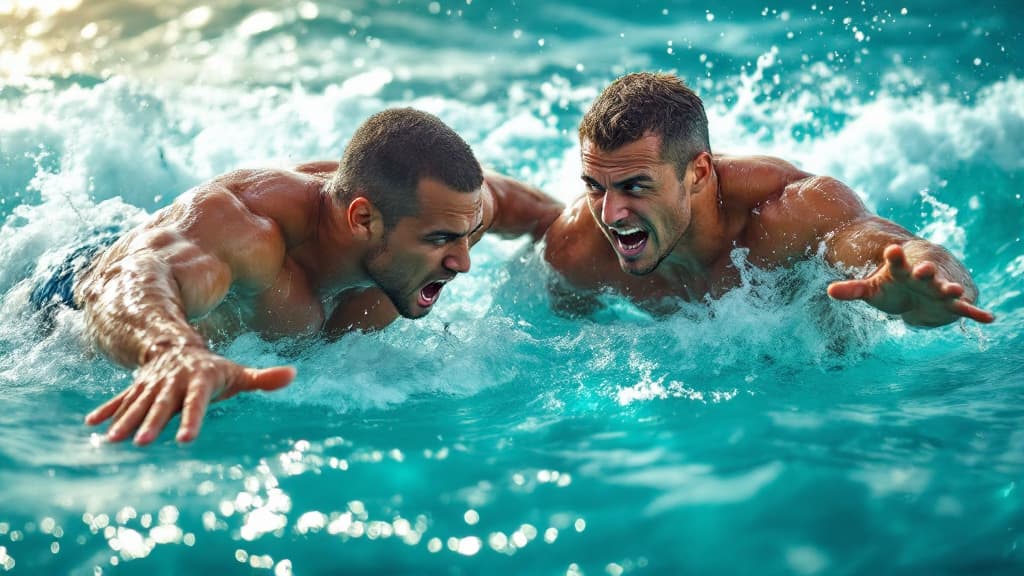 Heroic Rescue: Swimmer Aids a Drowning Companion