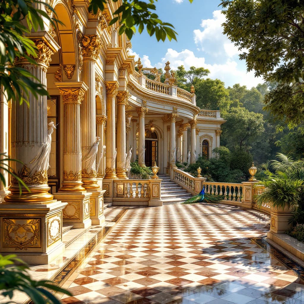 Opulent Palatial Estate Surrounded by Lush Gardens