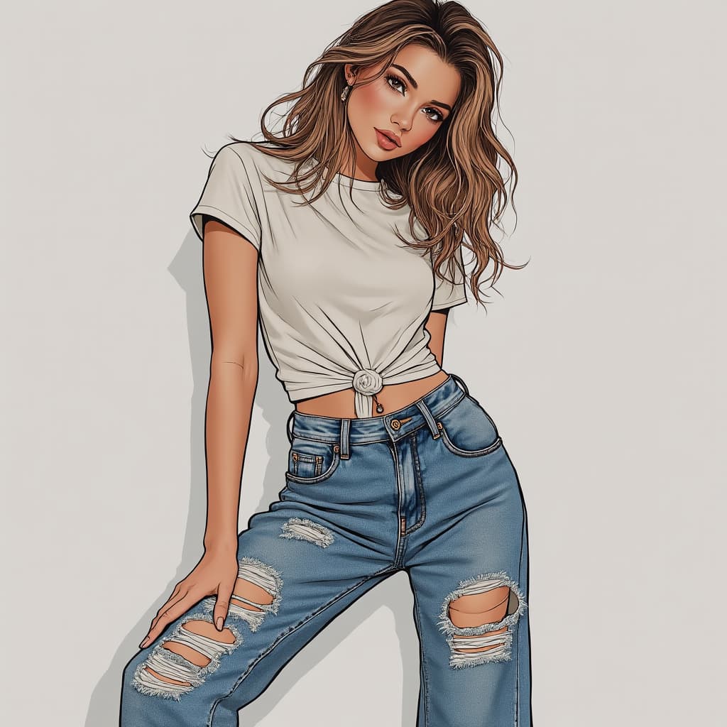 Stylish Twink Teen Boy in Jeans