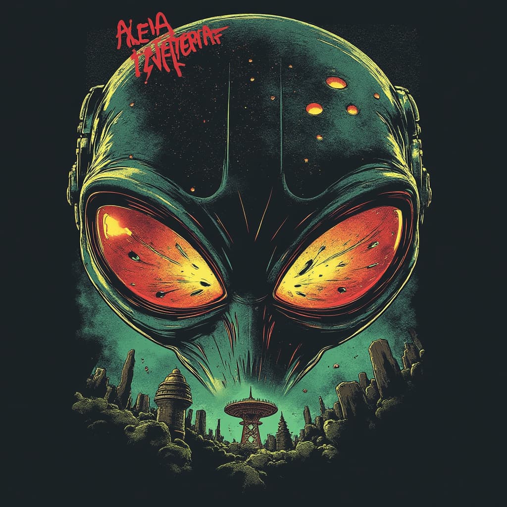Alien Invasion Movie Poster T-Shirt Design