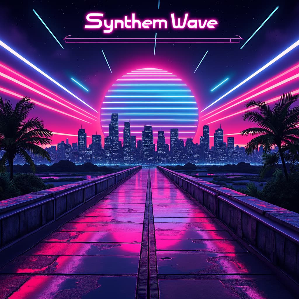 80s Retro-Futuristic Synthwave Album Cover