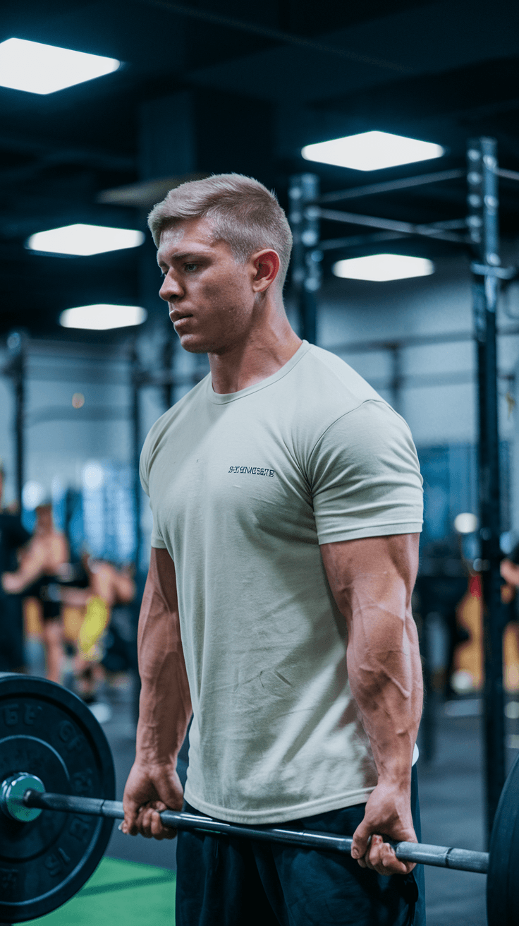 Fit Guy Lifting Weights in the Gym