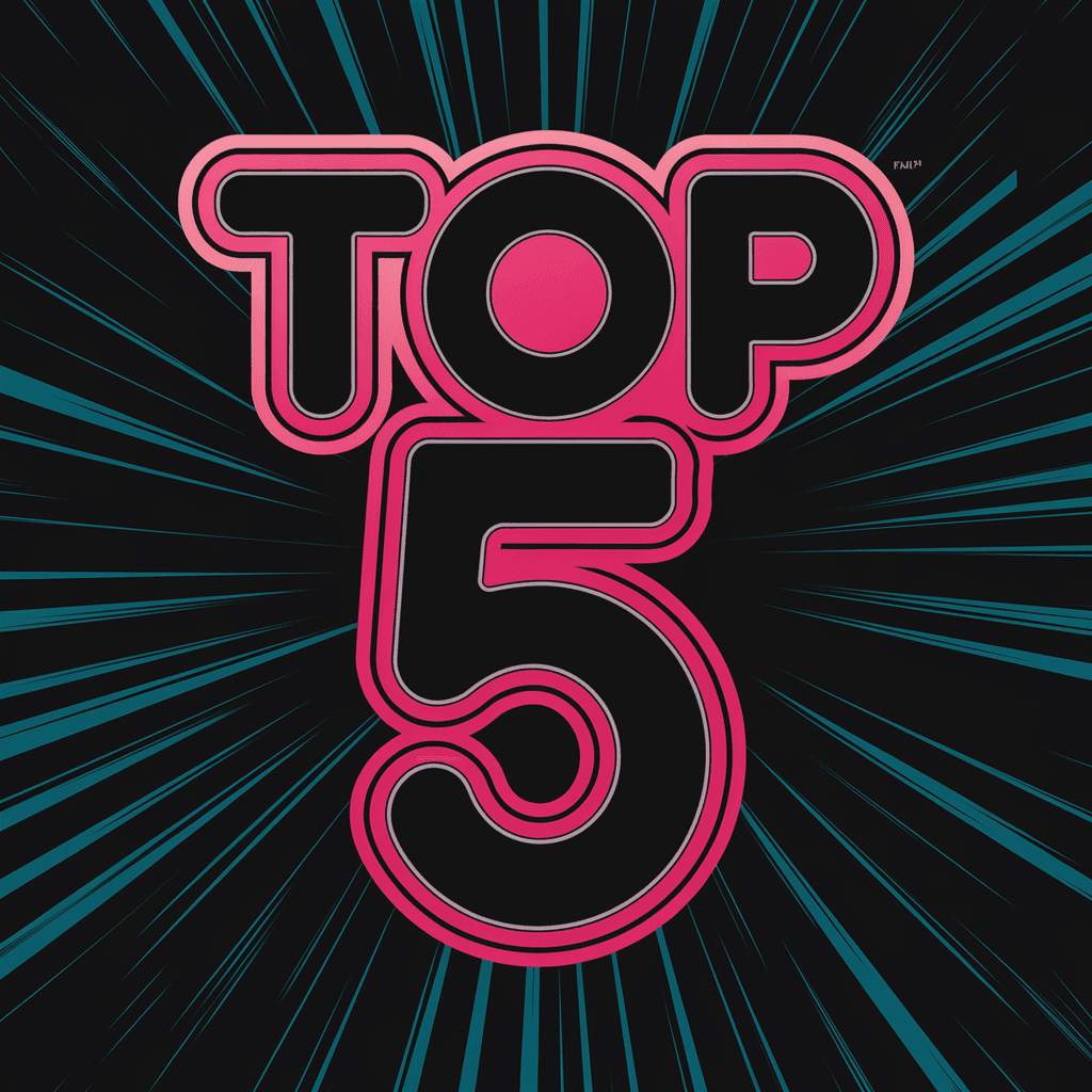 Vibrant Neon-Pink 'TOP 5' Logo Design