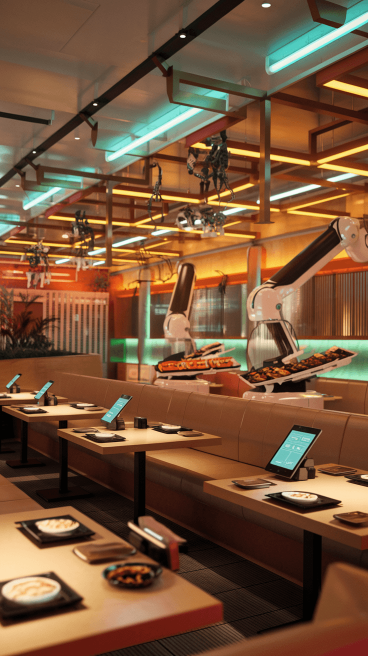 Futuristic Japanese Restaurant Interior