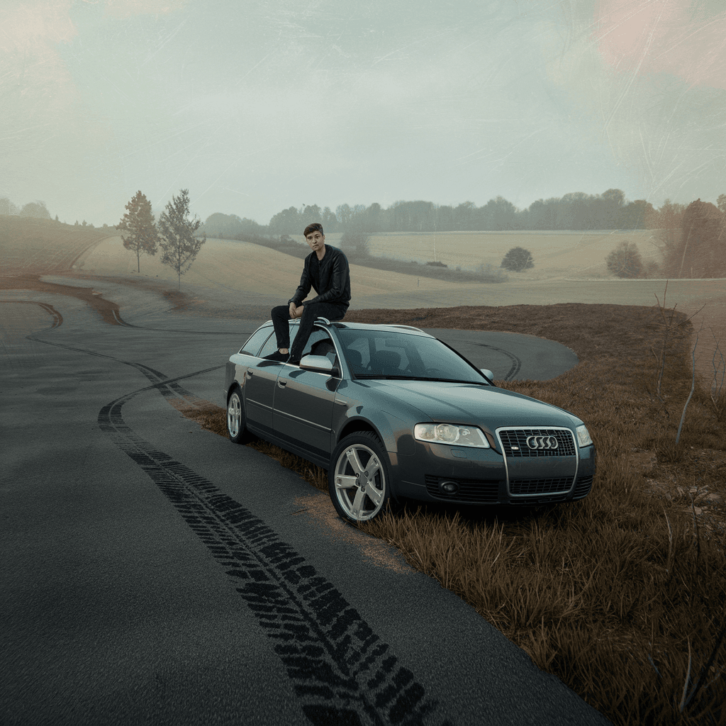 Cinematic View of a Young Man on an Audi A4