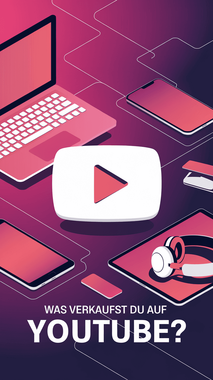 Grafik mit digitalen Produkten und YouTube Play Button