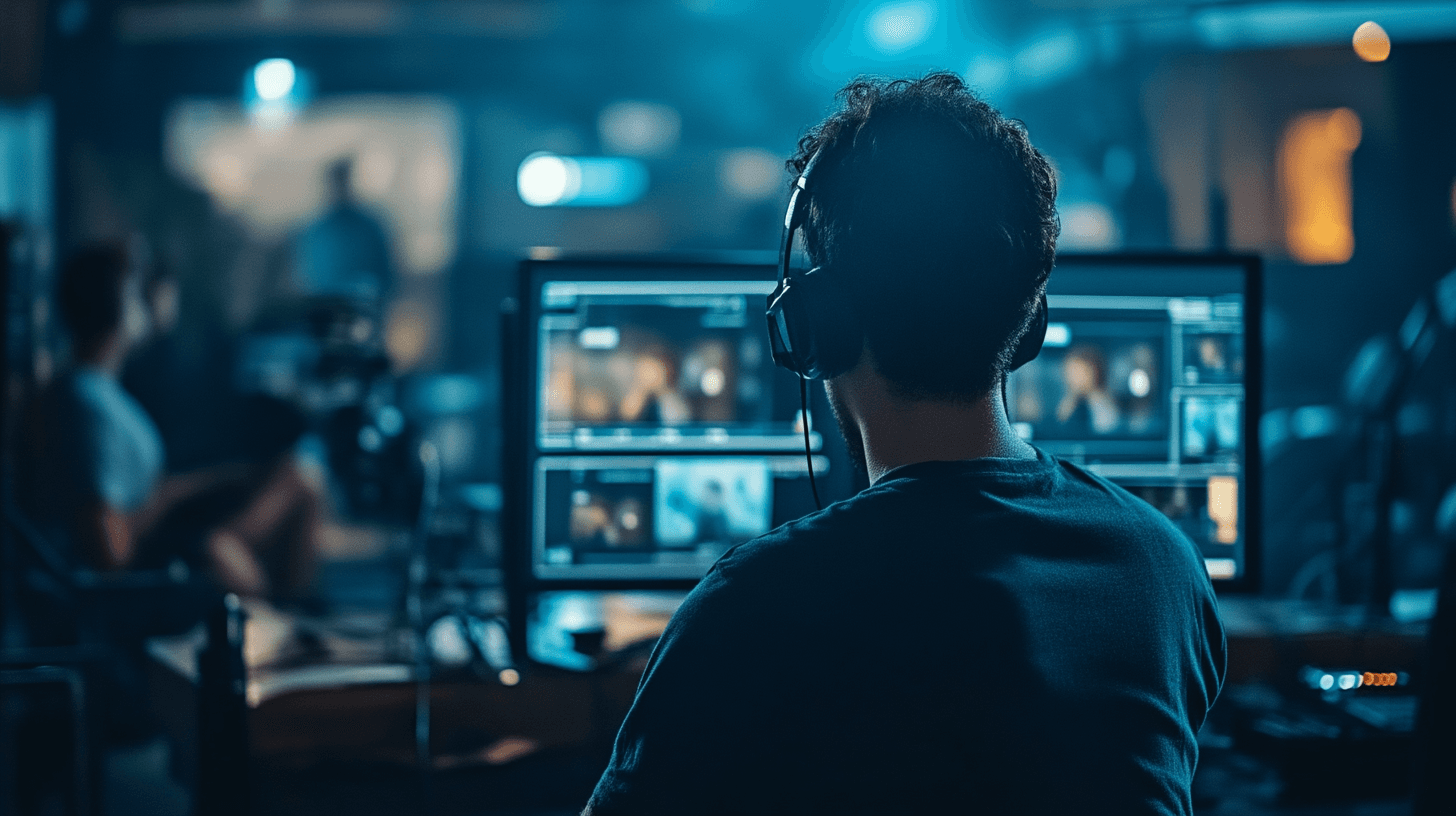Television Director Overseeing Sports Studio Production