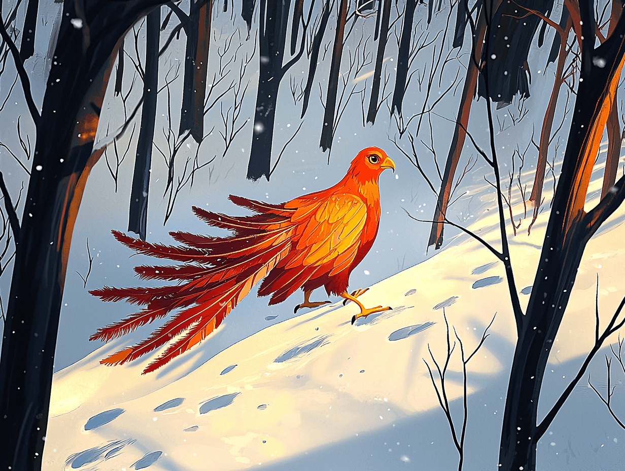 Vibrant Fire-Colored Majestic Bird