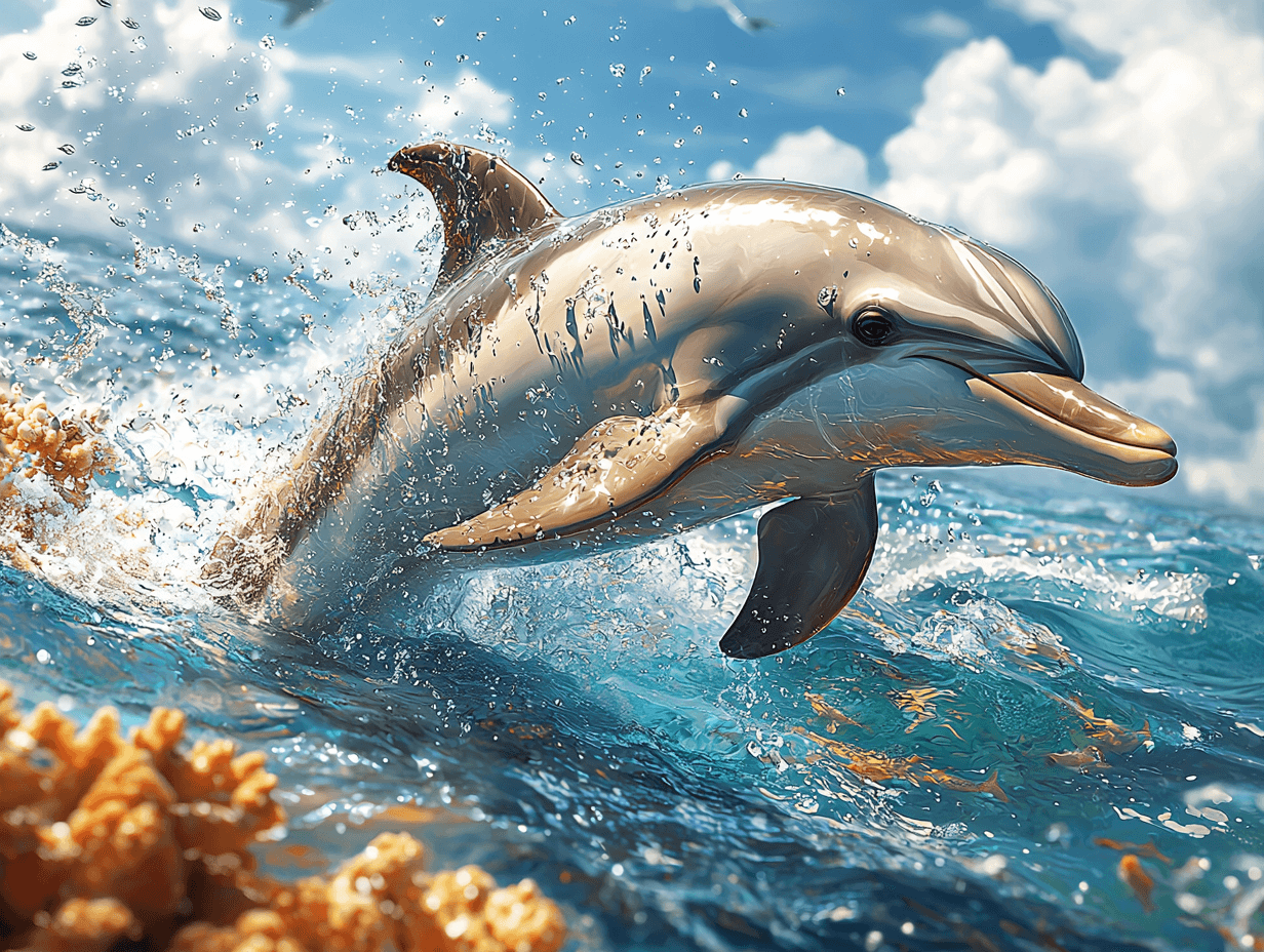 Playful Dolphins Leaping in Tropical Waters