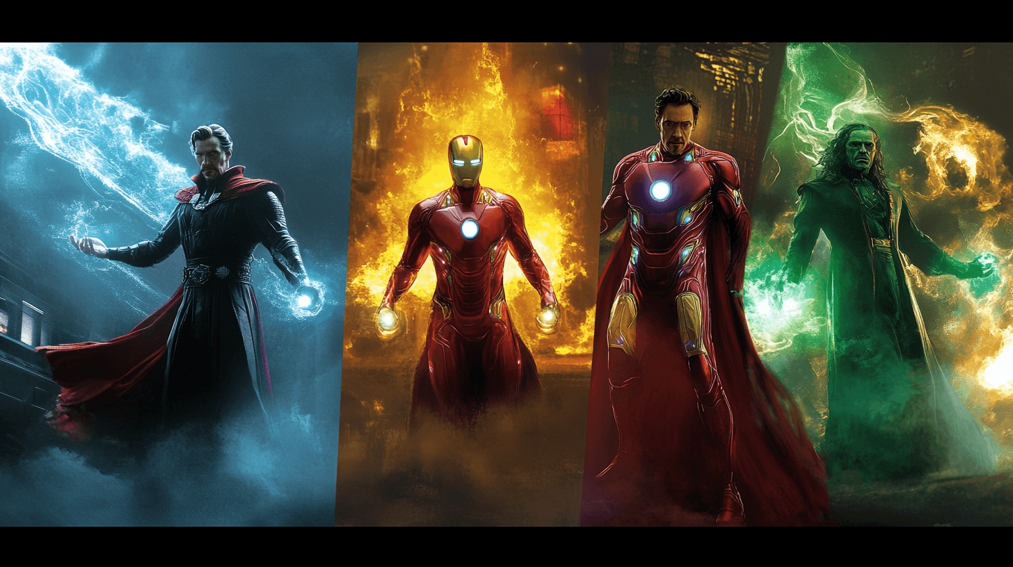 Superhero Team: Iron Man, Loki, Vision, and Doctor Strange