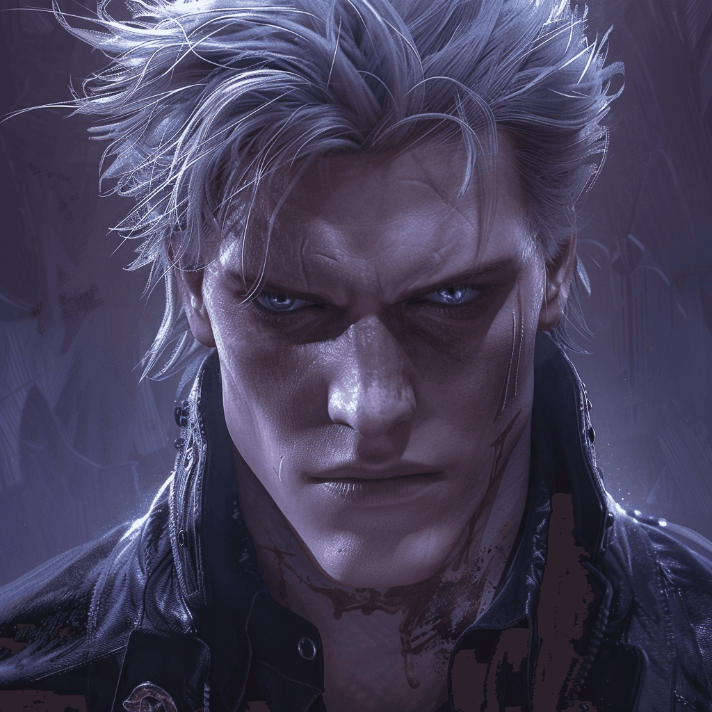 Intense Close-Up Portrait of Vergil from Devil May Cry