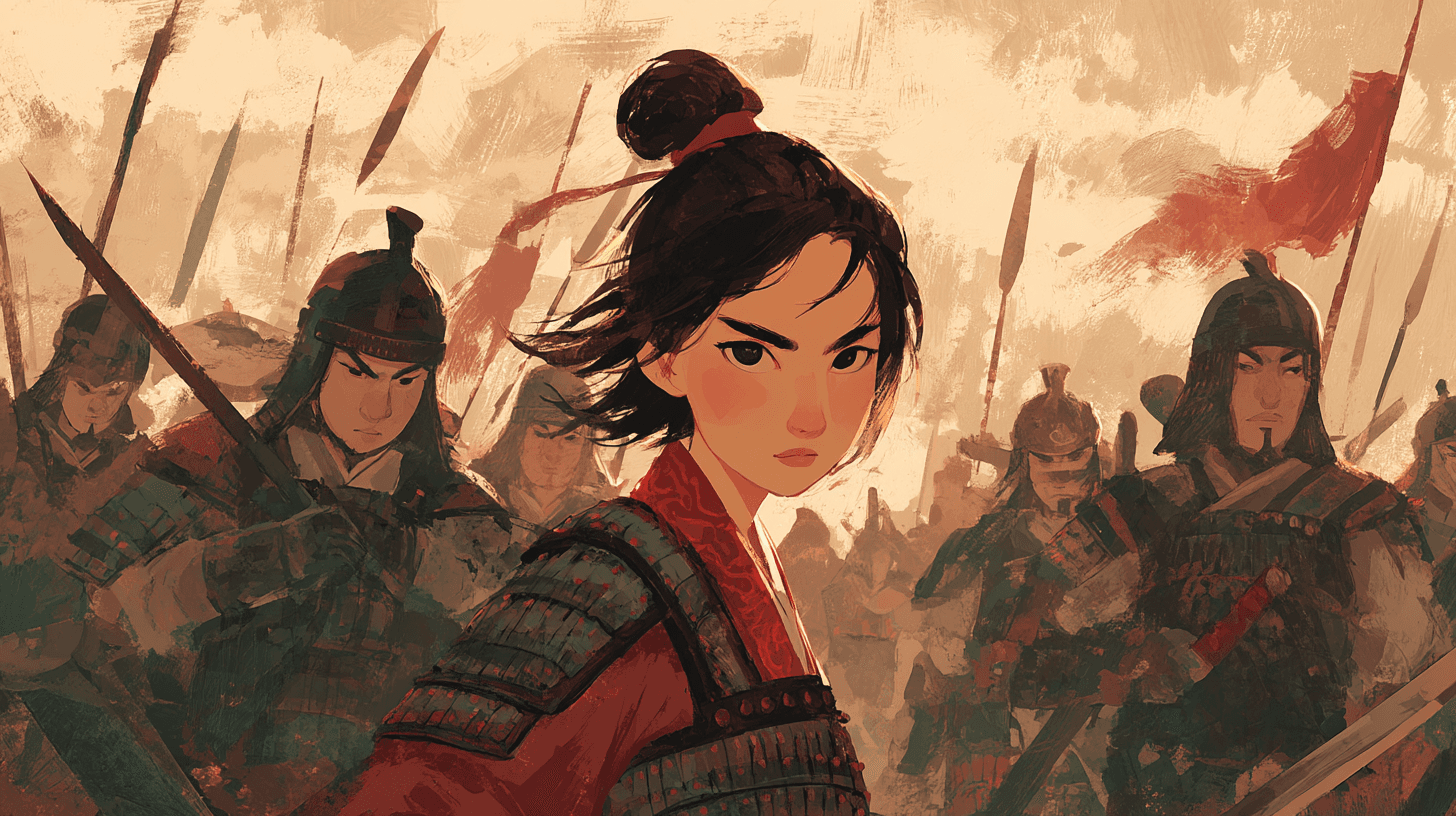Heroic Mulan in Traditional Chinese Armor
