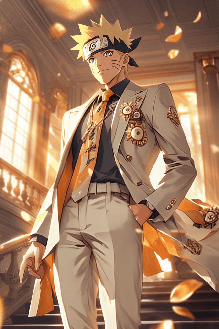 Naruto Uzumaki in a Stylish Three-Piece Suit