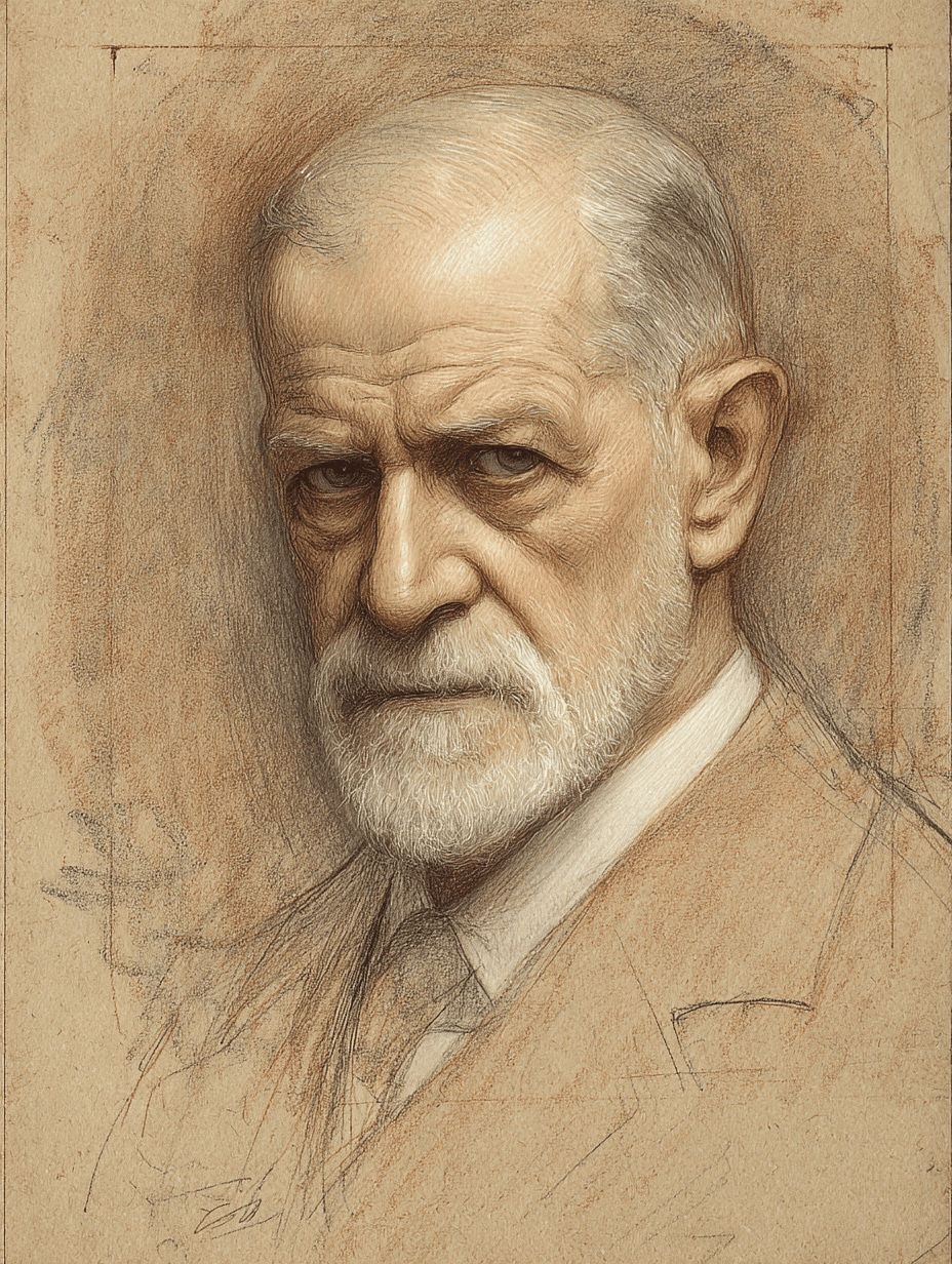 Portrait of Sigmund Freud in Realistic Drawing Style