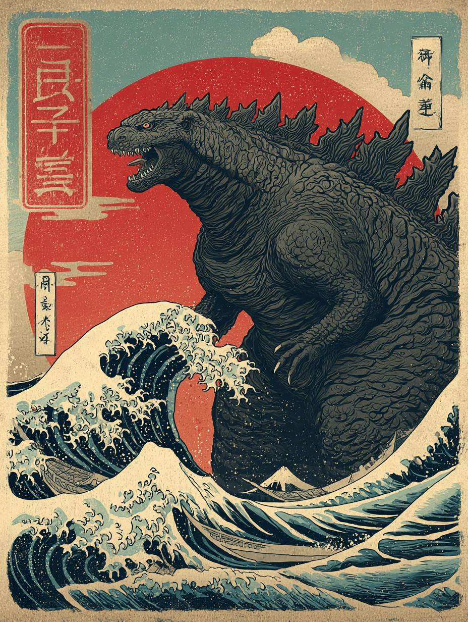 Ukiyo-e Depiction of Godzilla