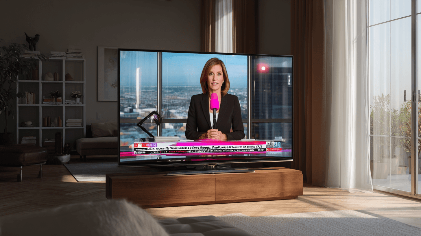 Stylish Modern Living Room with News Broadcast