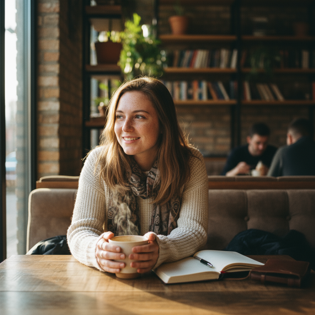 Real-Life Example of nano banana: Cozy Café Portrait