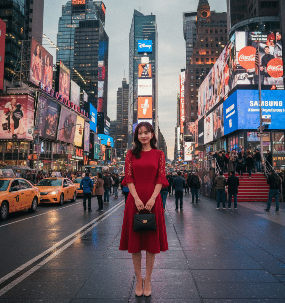 Girl in New York with nano banana