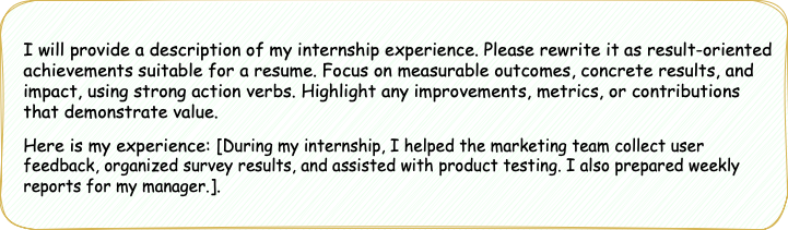 Work Experience & Achievements- Prompt