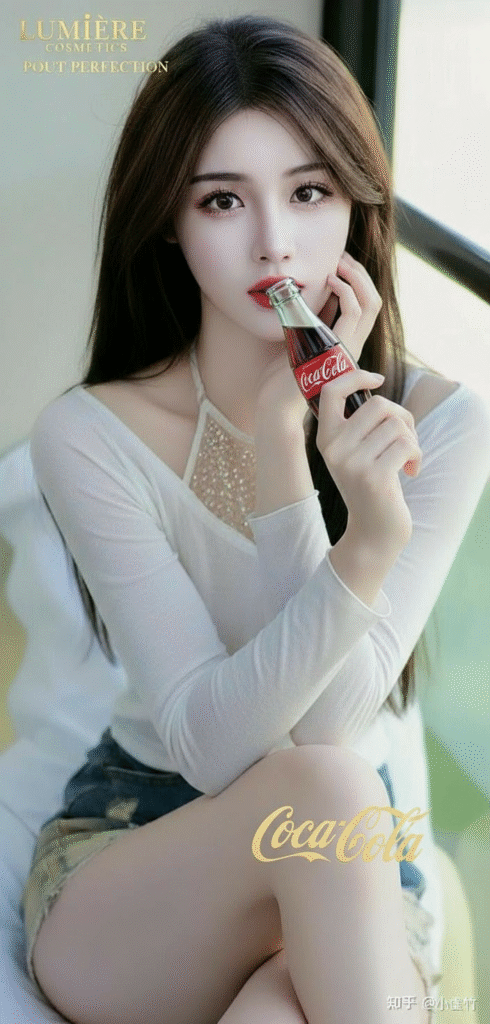 the lipstick in the woman’s hand has been transformed into a Coca-Cola bottle by Nano Banana