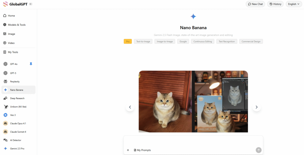 Global GPT supports nano banana model