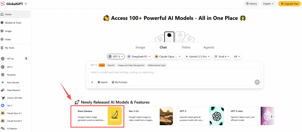 nano banana on Global GPT AI platform