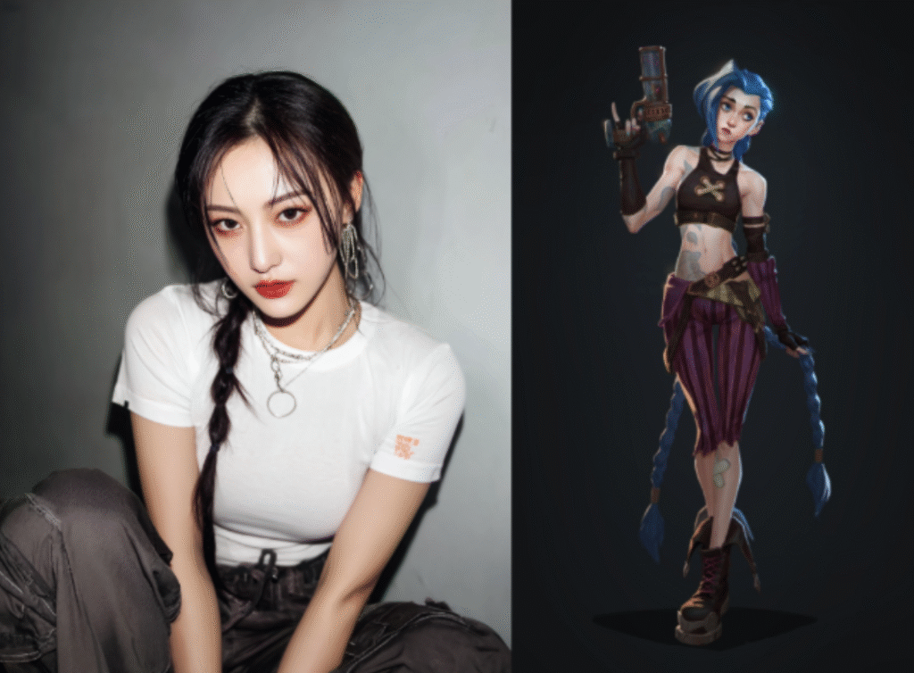 Use NanoBanana to replace Jinx’s face with the model’s face