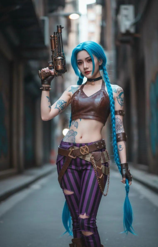 After the NanoBanana transformation, the model turned into Jinx.
