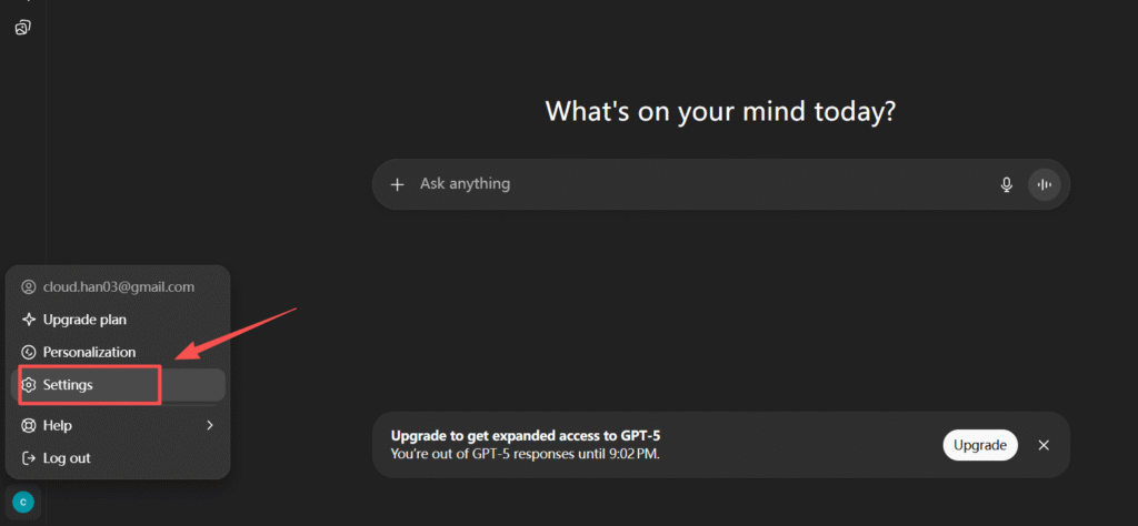 Step-by-Step Guide to Delete ChatGPT History2 Go to Settings – Click your profile icon → Settings.