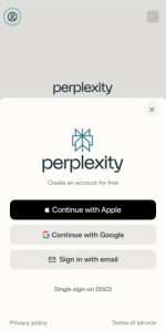 Open the app and log in with your Perplexity account or sign up to create a new one