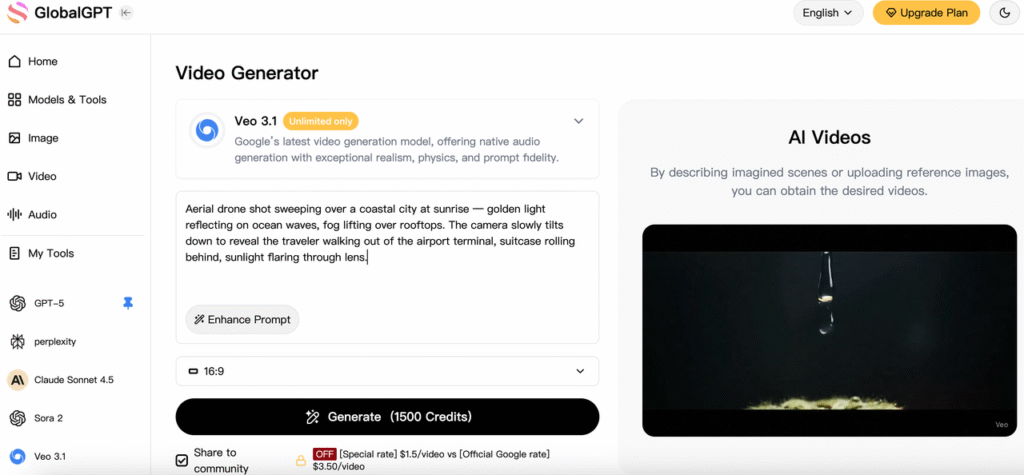 Copy the prompt to other video generation apps.