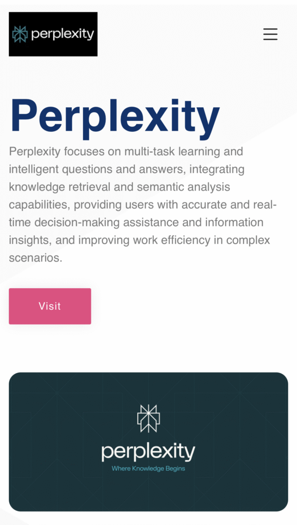 Navigate to the Perplexity website.