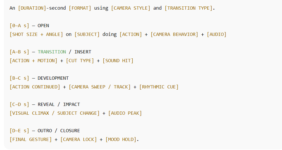 long prompt Structure Template  of sora 2