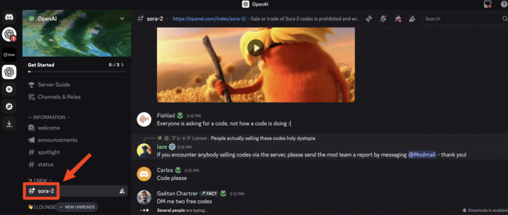 Getting Sora 2 Invite Codes on Discord