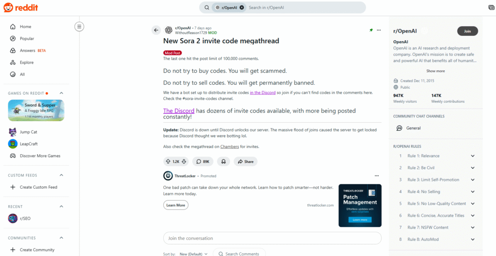 get new sora 2 invite code from reddit megathread