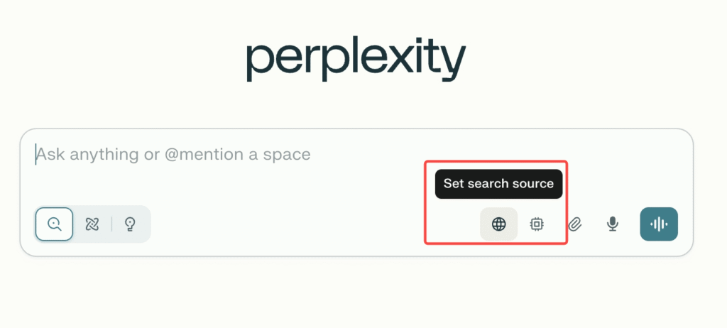 Click the dropdown beside the search bar labeled “Set search source.”