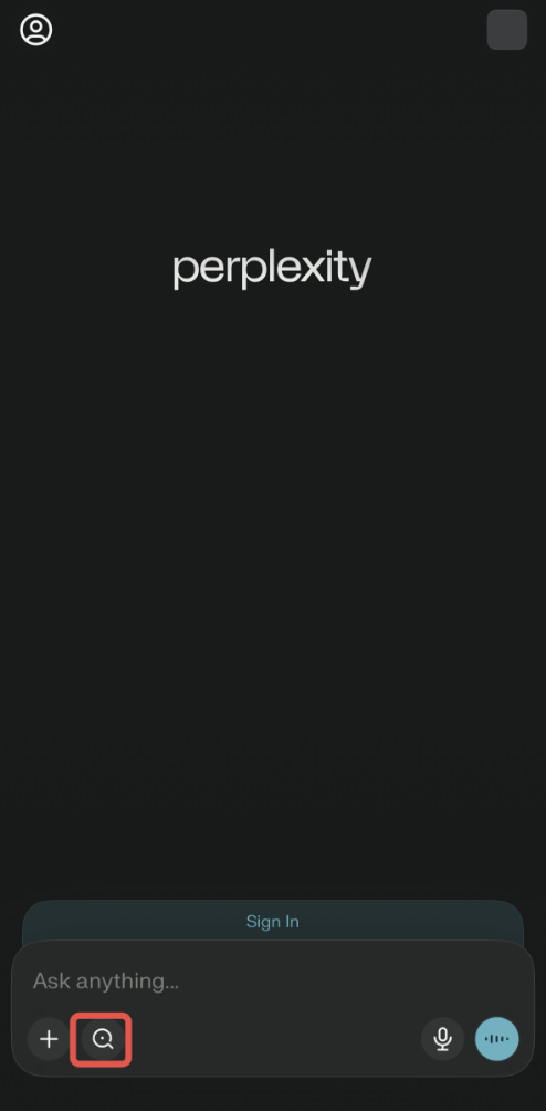 Tap the second icon below the input bar.