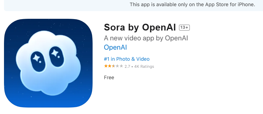 iOS App: Sora by OpenAI