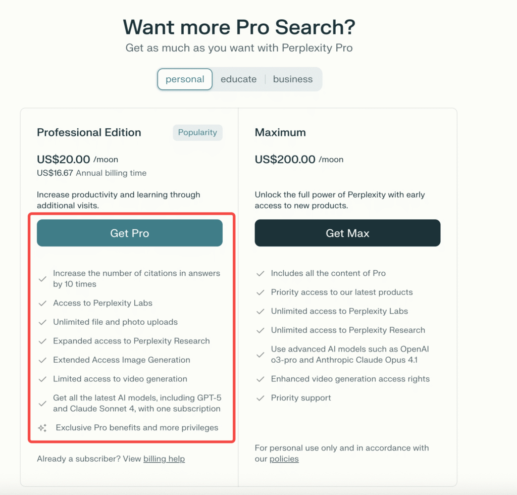 Features of Perplexity Pro
