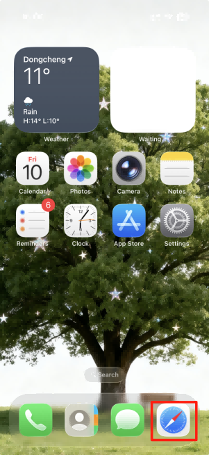 Open Safari or any other browser on your iPhone.