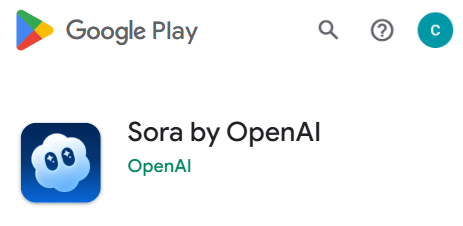 Sora 2 in the Google Play Store