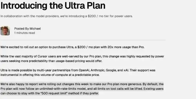 the Ultra Plan of Cursor